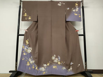 平和屋着物●訪問着　雪輪枝花文　暈し染め　正絹　逸品　CABA8051ut