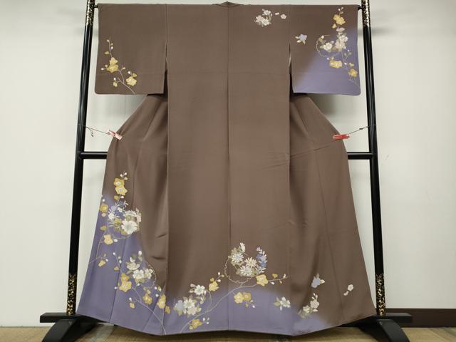 平和屋着物●訪問着　雪輪枝花文　暈し染め　正絹　逸品　CABA8051ut