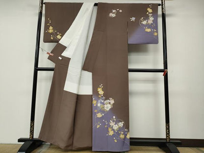平和屋着物●訪問着　雪輪枝花文　暈し染め　正絹　逸品　CABA8051ut