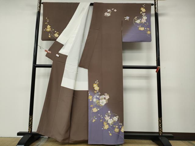 平和屋着物●訪問着　雪輪枝花文　暈し染め　正絹　逸品　CABA8051ut