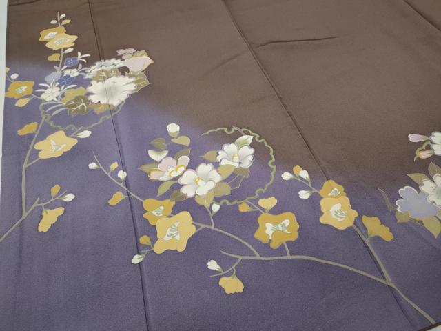平和屋着物●訪問着　雪輪枝花文　暈し染め　正絹　逸品　CABA8051ut