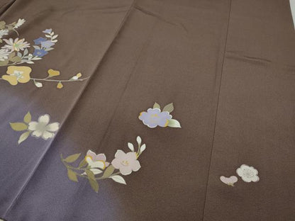 平和屋着物●訪問着　雪輪枝花文　暈し染め　正絹　逸品　CABA8051ut