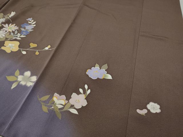 平和屋着物●訪問着　雪輪枝花文　暈し染め　正絹　逸品　CABA8051ut