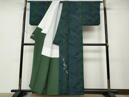 平和屋着物●訪問着　手描き　羽根　蛍暈し　正絹　逸品　CABA8055ut