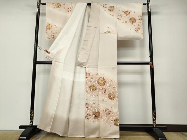 平和屋着物●訪問着　駒刺繍　草花丸文　暈し染め　金彩　正絹　逸品　CABA8058ut