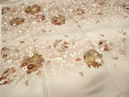 平和屋着物●訪問着　駒刺繍　草花丸文　暈し染め　金彩　正絹　逸品　CABA8058ut
