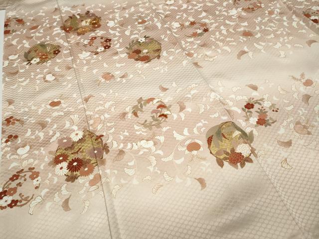 平和屋着物●訪問着　駒刺繍　草花丸文　暈し染め　金彩　正絹　逸品　CABA8058ut