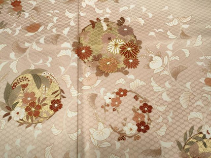 平和屋着物●訪問着　駒刺繍　草花丸文　暈し染め　金彩　正絹　逸品　CABA8058ut