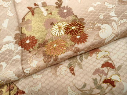 平和屋着物●訪問着　駒刺繍　草花丸文　暈し染め　金彩　正絹　逸品　CABA8058ut