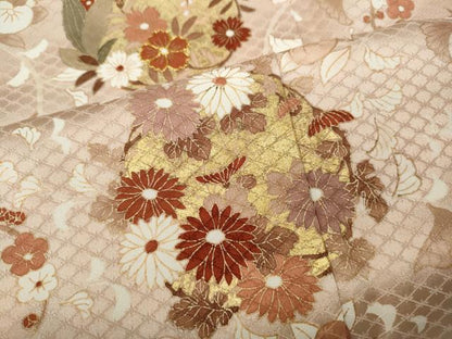 平和屋着物●訪問着　駒刺繍　草花丸文　暈し染め　金彩　正絹　逸品　CABA8058ut