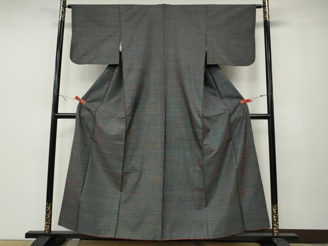 平和屋着物●本場大島紬　7マルキ　変わり格子　正絹　逸品　CABA8059ut