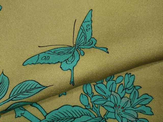 平和屋着物●訪問着 刺繍 花蝶文 正絹 逸品 CABA8060ut