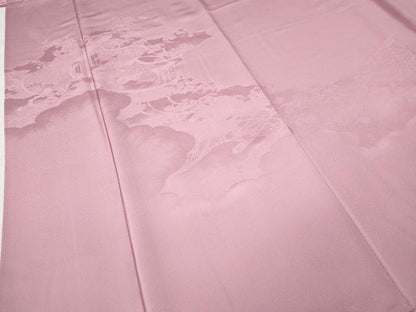 平和屋着物●豪華色留袖　雲取り絵巻花地紋　鴇色　正絹　逸品　CABA8066ut