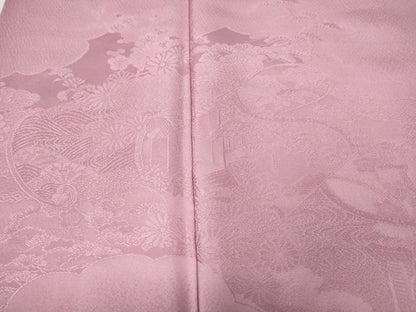 平和屋着物●豪華色留袖　雲取り絵巻花地紋　鴇色　正絹　逸品　CABA8066ut