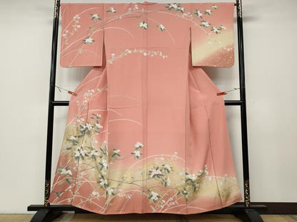 平和屋着物●訪問着 枝花文 暈し染め 金銀彩 正絹 逸品 CABA8074ut