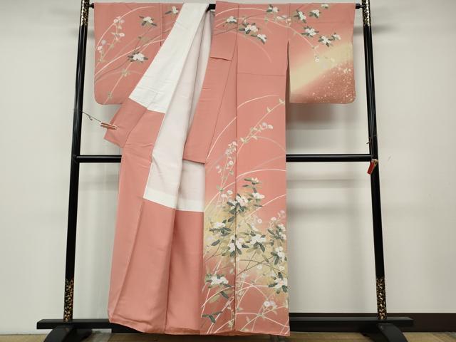 平和屋着物●訪問着 枝花文 暈し染め 金銀彩 正絹 逸品 CABA8074ut