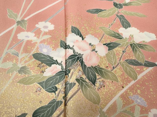平和屋着物●訪問着 枝花文 暈し染め 金銀彩 正絹 逸品 CABA8074ut