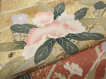 平和屋着物●訪問着 枝花文 暈し染め 金銀彩 正絹 逸品 CABA8074ut