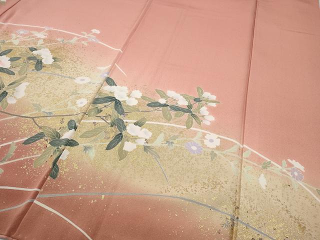 平和屋着物●訪問着 枝花文 暈し染め 金銀彩 正絹 逸品 CABA8074ut