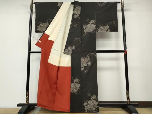 平和屋着物●本場大島紬　9マルキ　地空き　唐獅子鞠花文　総絣　正絹　逸品　未使用　CABA8076ut