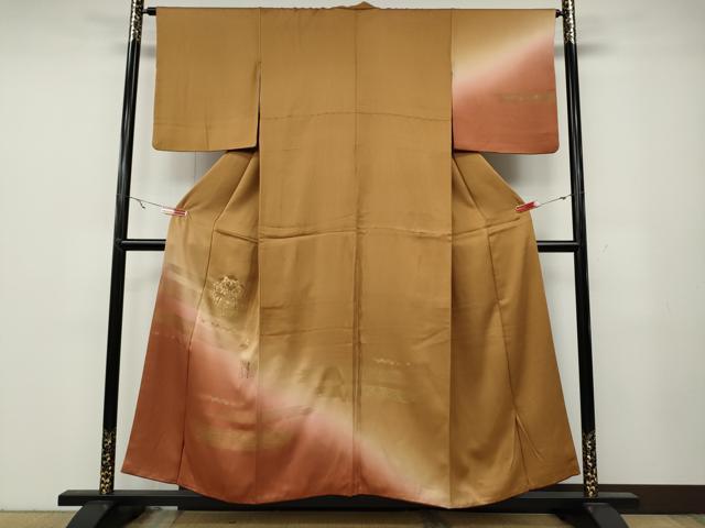 平和屋着物●訪問着　竹屋町刺繍　飛鳥草花文　暈し染め　金彩　正絹　逸品　CABA8111ut
