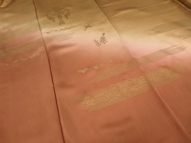平和屋着物●訪問着　竹屋町刺繍　飛鳥草花文　暈し染め　金彩　正絹　逸品　CABA8111ut