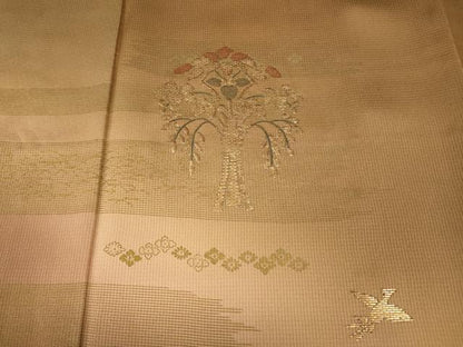 平和屋着物●訪問着　竹屋町刺繍　飛鳥草花文　暈し染め　金彩　正絹　逸品　CABA8111ut