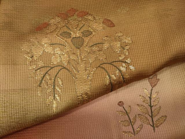 平和屋着物●訪問着　竹屋町刺繍　飛鳥草花文　暈し染め　金彩　正絹　逸品　CABA8111ut
