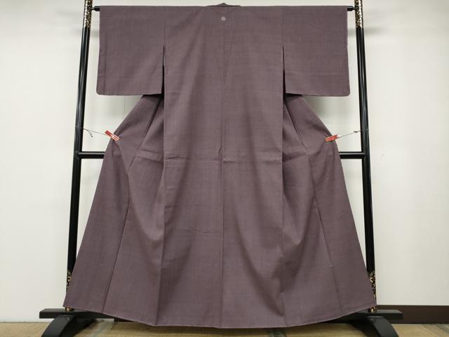 本場結城紬　重要無形文化財　葡萄鼠色　正絹 平和屋着物○本場結城紬 重要無形文化財 葡萄鼠色 正絹 逸品 CABA8114ut