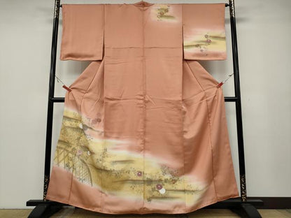平和屋着物●訪問着　籬枝花文　暈し染め　金彩　正絹　逸品　CABA8121ut