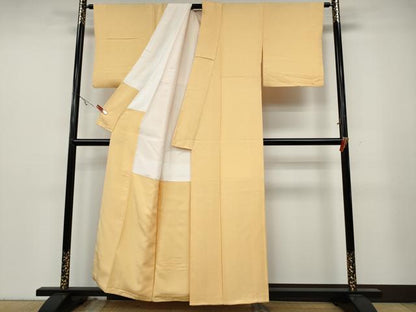 平和屋着物●上質な色無地 立波舞花地紋 淡香色 正絹 逸品 CABA8125ut