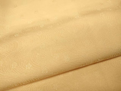 平和屋着物●上質な色無地 立波舞花地紋 淡香色 正絹 逸品 CABA8125ut