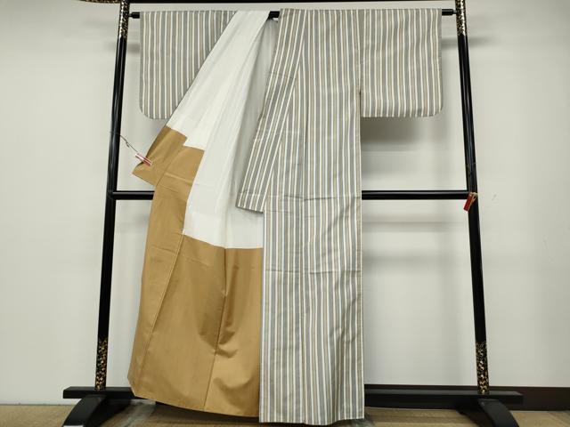 平和屋着物●上質な紬　縞　正絹　逸品　CABA8133ut