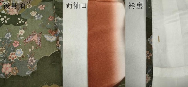 平和屋着物●上質な小紋 紬地 雲取り舞蝶花文 正絹 逸品 CABA8147ut