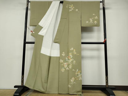 平和屋着物●訪問着　刺繍　草花文　金彩　正絹　逸品　CABA8154ut