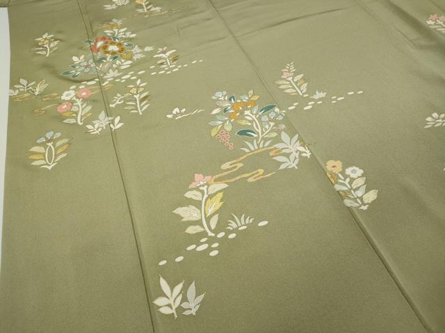 平和屋着物●訪問着　刺繍　草花文　金彩　正絹　逸品　CABA8154ut
