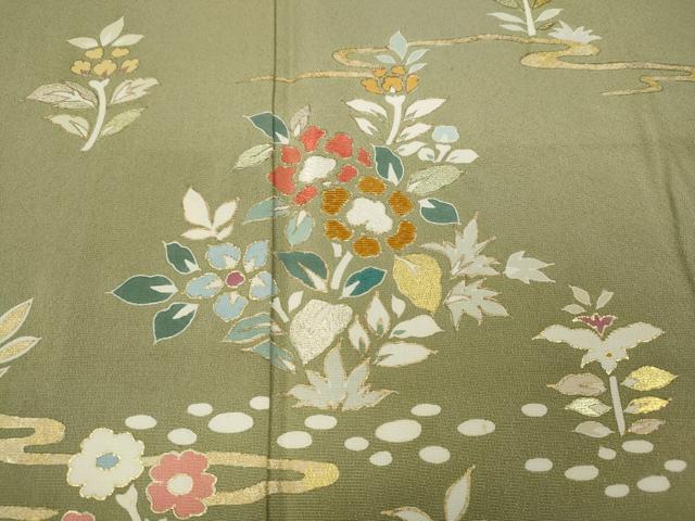 平和屋着物●訪問着　刺繍　草花文　金彩　正絹　逸品　CABA8154ut