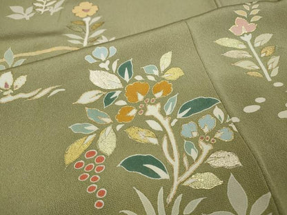 平和屋着物●訪問着　刺繍　草花文　金彩　正絹　逸品　CABA8154ut
