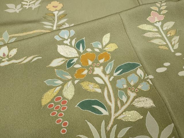 平和屋着物●訪問着　刺繍　草花文　金彩　正絹　逸品　CABA8154ut