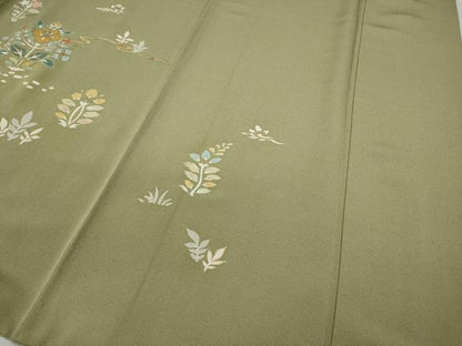 平和屋着物●訪問着　刺繍　草花文　金彩　正絹　逸品　CABA8154ut