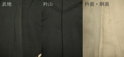 平和屋着物●セミアンティーク　黒留袖　刺繍　立波文　金彩　正絹　逸品　CABA8188ut