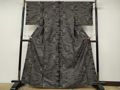 平和屋着物●本場大島紬　9マルキ　風景草花文　正絹　逸品　CABA8195ut