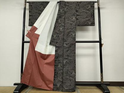 平和屋着物●本場大島紬　9マルキ　風景草花文　正絹　逸品　CABA8195ut