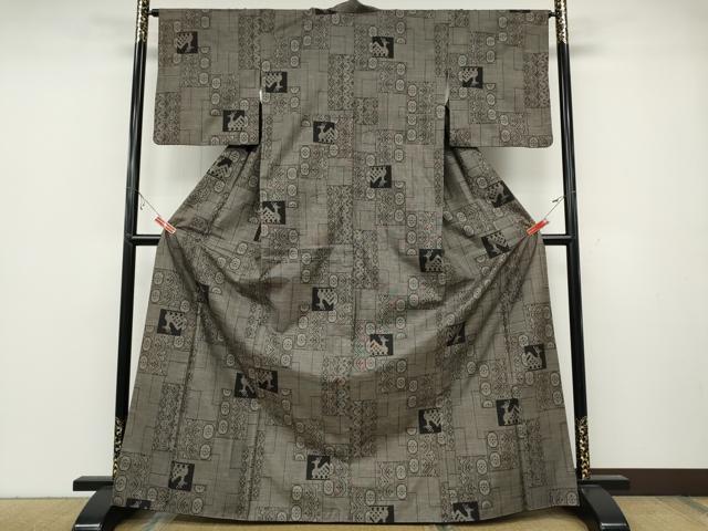 平和屋着物●本場大島紬　9マルキ　色紙重ね有栖川吉祥文　正絹　逸品　CABA8228ut
