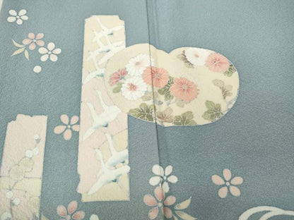 平和屋着物●訪問着　流水短冊草花文　暈し染め　正絹　逸品　CABA8229ut