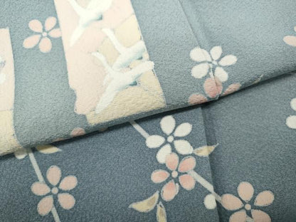 平和屋着物●訪問着　流水短冊草花文　暈し染め　正絹　逸品　CABA8229ut
