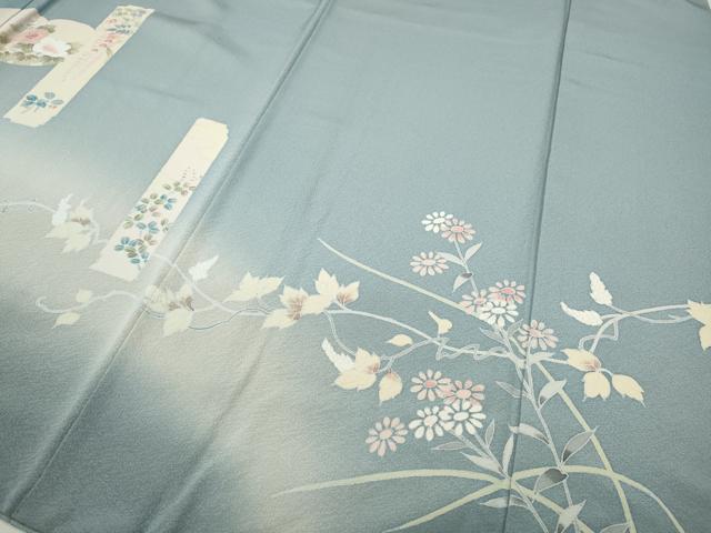平和屋着物●訪問着　流水短冊草花文　暈し染め　正絹　逸品　CABA8229ut
