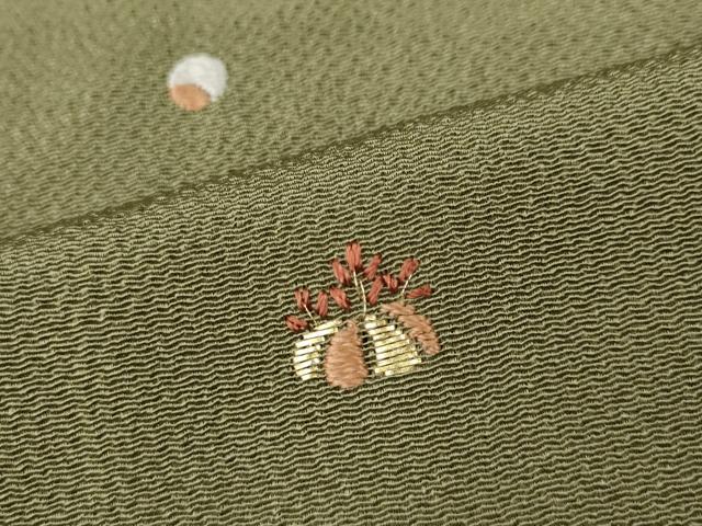 平和屋着物●訪問着　総刺繍　竹屋町刺繍　桐　金糸　鬼しぼ縮緬　正絹　逸品　CABA8237ut