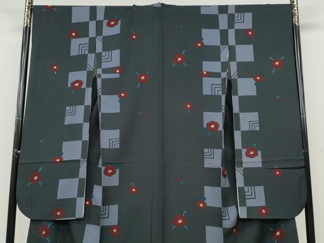 平和屋着物●豪華振袖　市松椿文　金彩　やまと誂製　正絹　逸品　CABA8240ut 平和屋着物○豪華振袖 市松椿文 金彩 やまと誂製 正絹 逸品 CABA8240ut