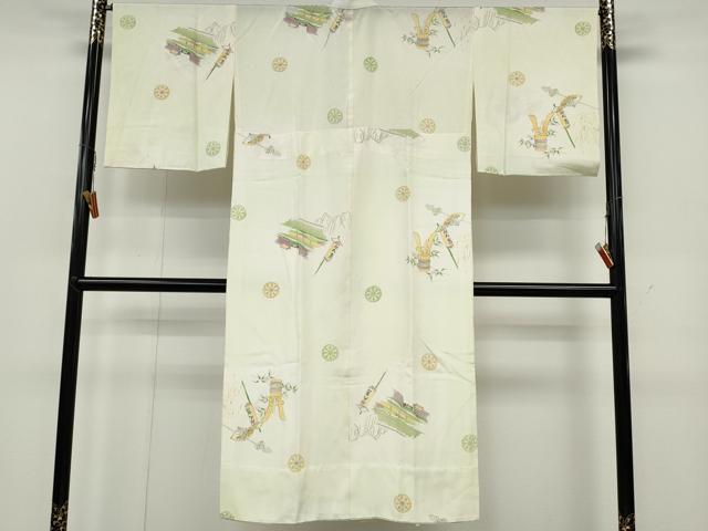 平和屋着物●長襦袢　無双仕立て　器物風景文　正絹　逸品　CABA8243ut
